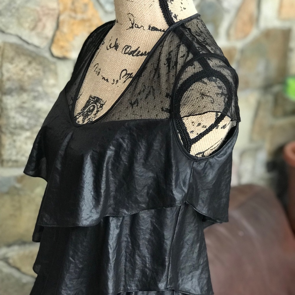 BCBGMaxAria black ruffled tiered dress size S - Picture 7 of 9